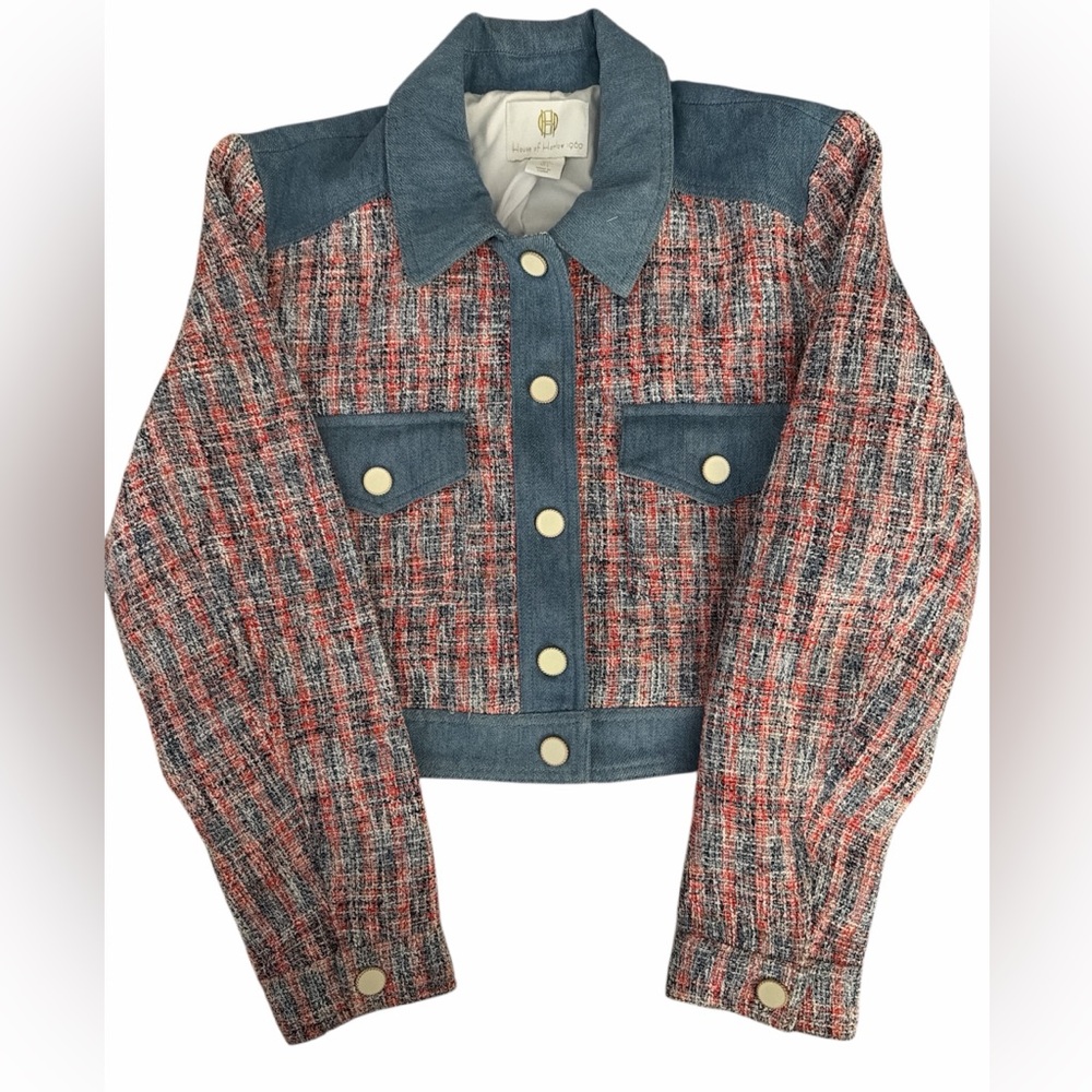 House of Harlow 1960 Red and Blue Plaid Blazer Size L